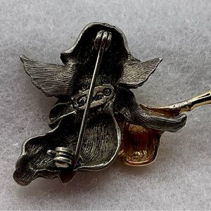 Vintage Daria Silver Angel Brooch with Gold Accent